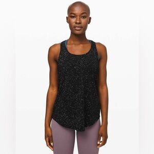 Lululemon Women’s Size 6 Love Tank Pleated Black Splatter Dye Pima Cotton Run
